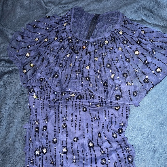 Mac Duggal Navy Blue Embellished Wedding Dress - Picture 4 of 6